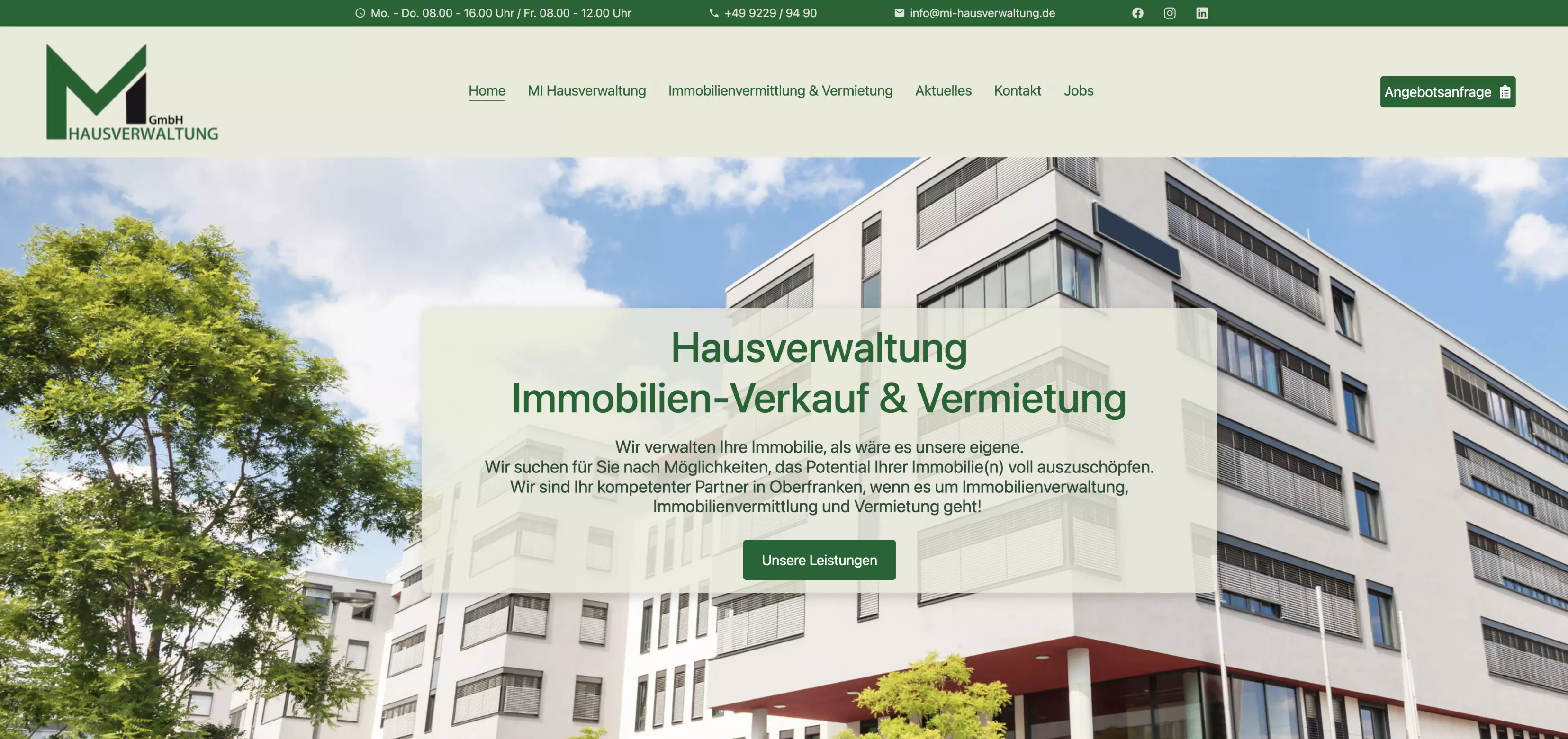 Website-Screenshot MI-Hausverwaltung