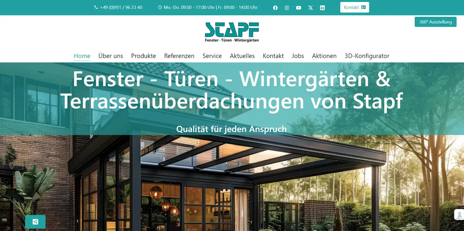 Website-Screenshot STAPF Fenster & Türen GmbH