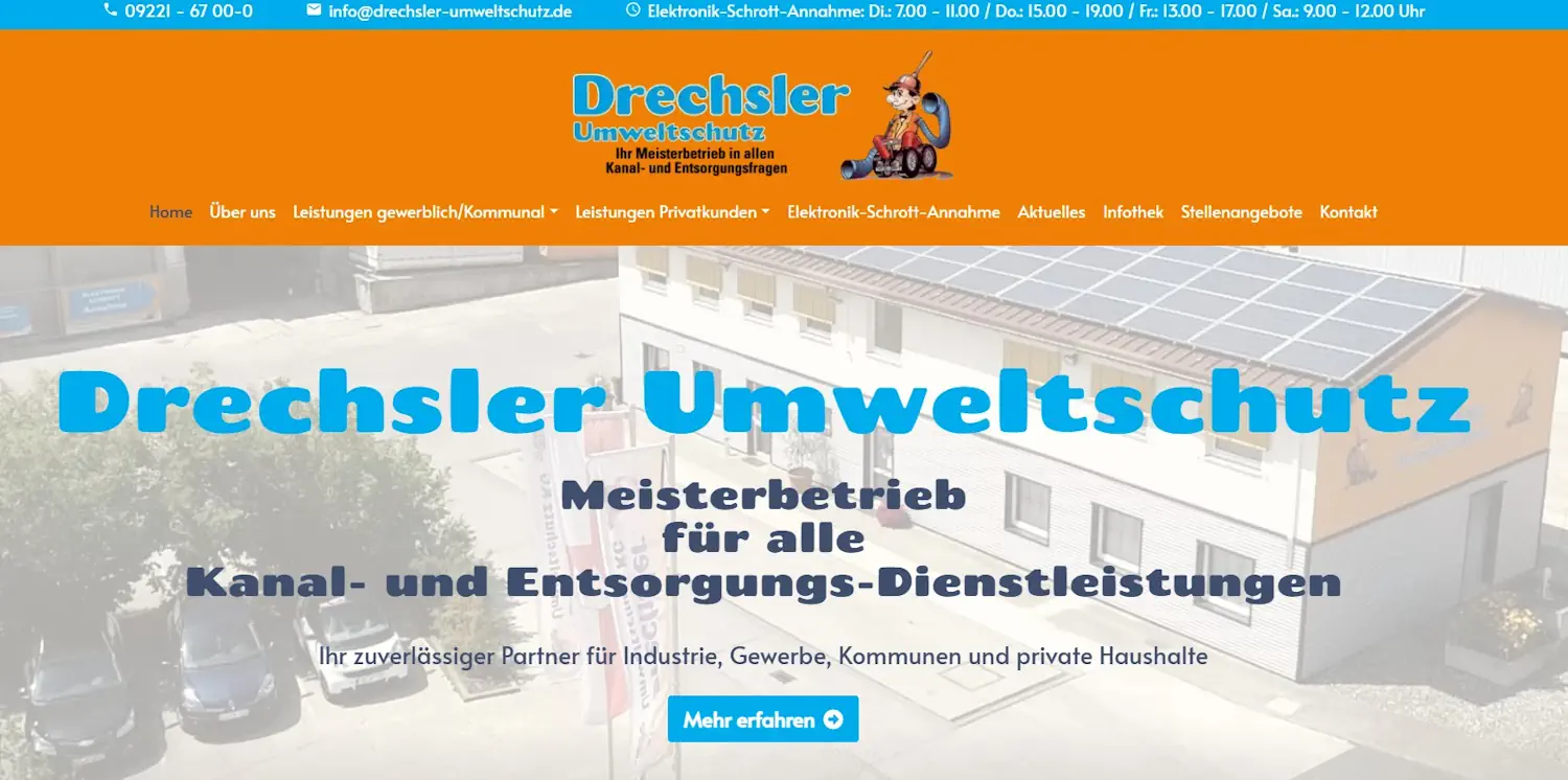Website-Screenshot Drechsler Umweltschutz GmbH & Co. KG